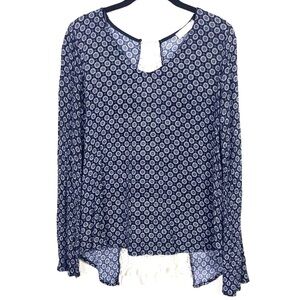 Altar'd State Crochet Back Boho Top Size XS Long Sleeve Women's Medallions